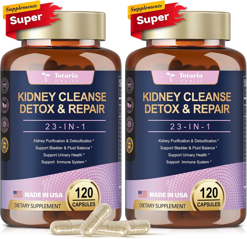 Totaria (2 P) Kidney & Liver Cleanse Detox & Repair Capsules, Chanca Piedra & Cranberry Pills for Liver & Kidney Support Supplement ストーンの解体のための余分な強度, 女性のための尿路の健康