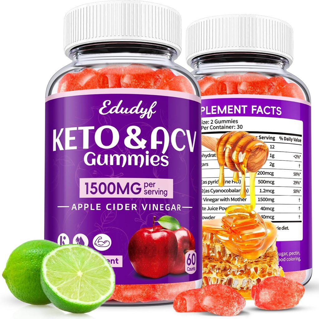 Keto Acv Gummies、有機Apple Cider Vinegar Gummies、Keto Gummies、女性のためのGut Health、消化器の健康、Metabolism、GMO無料&ビーガン - 120カウント