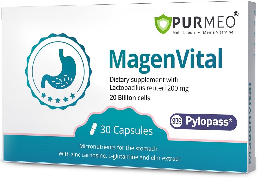 5 に 1 高い効力 H. ピロリトリートメント プロバイオティクス - ガストリティス サポート - 1 日 - Pylopass Lactobacillus Reuteri DSM17648 - 冷凍不要 - ドイツ製