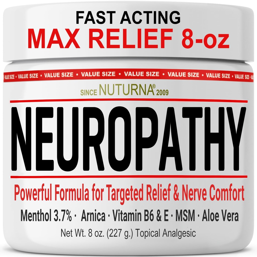 Neuropathyの救助のクリーム-フィートの手足のつま先のための速い代理の最高の救助-超強さのメンソール、アリカ、アロエVera、MSMの自然ななだめるNerveの救助-余分大きい8のoz