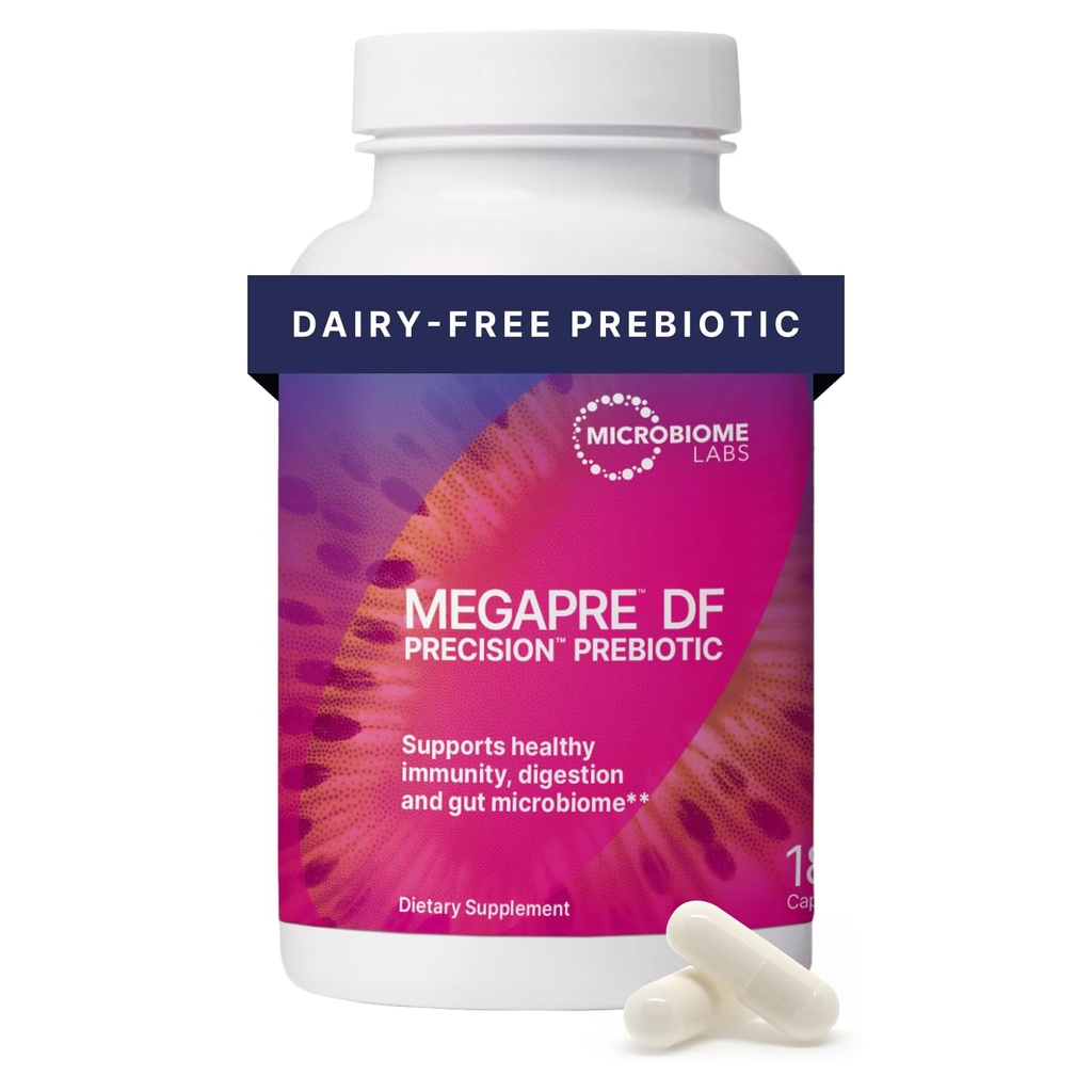 Microbiome Labs MegaPre DF - 乳液フリーのプレバイオティックファイバーサプリメント - 女性、男性、子供3 + - 微生物多様性(180カプセル)をサポート