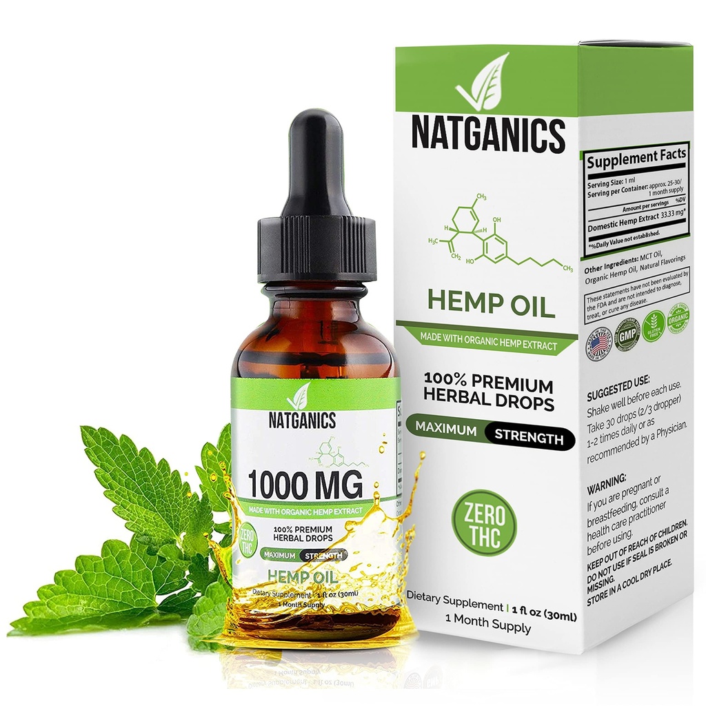 有機麻油1000mg - 超優れた麻油は1000mg - 天然麻油抽出物チンキ - 非GMO超純粋なCO2抽出物ドロップ - オメガ脂肪酸3 6 9 - 有機的に米国で栽培&製造