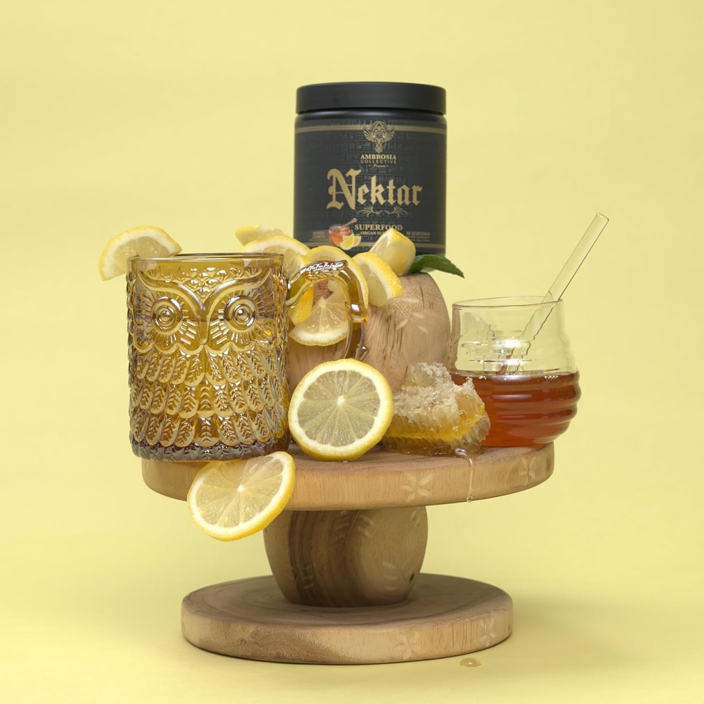 Ambrosia Nektar - スーパーフードパウダー | 完全健康サプリメント | オルガンサポート - 肝臓、腎臓の健康 | 30サービング(蜂蜜レモン)