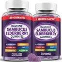 Elderberry Gummies Immune Support, Daily Support for Kids and Adults*, with Sambucus Elderberry, Zinc, Vitamin C, D3, B6, B12, Plus - Dietary Supplement - 140 Count