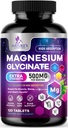 マグネシウムのGlycinate 500mg -超吸収のためにChelated -サポート骨、筋肉、Nerves及び中心の健康、性質の睡眠サポート、全ボディ サポートのための最もよいマグネシウムの補足の丸薬- 120のタブレット