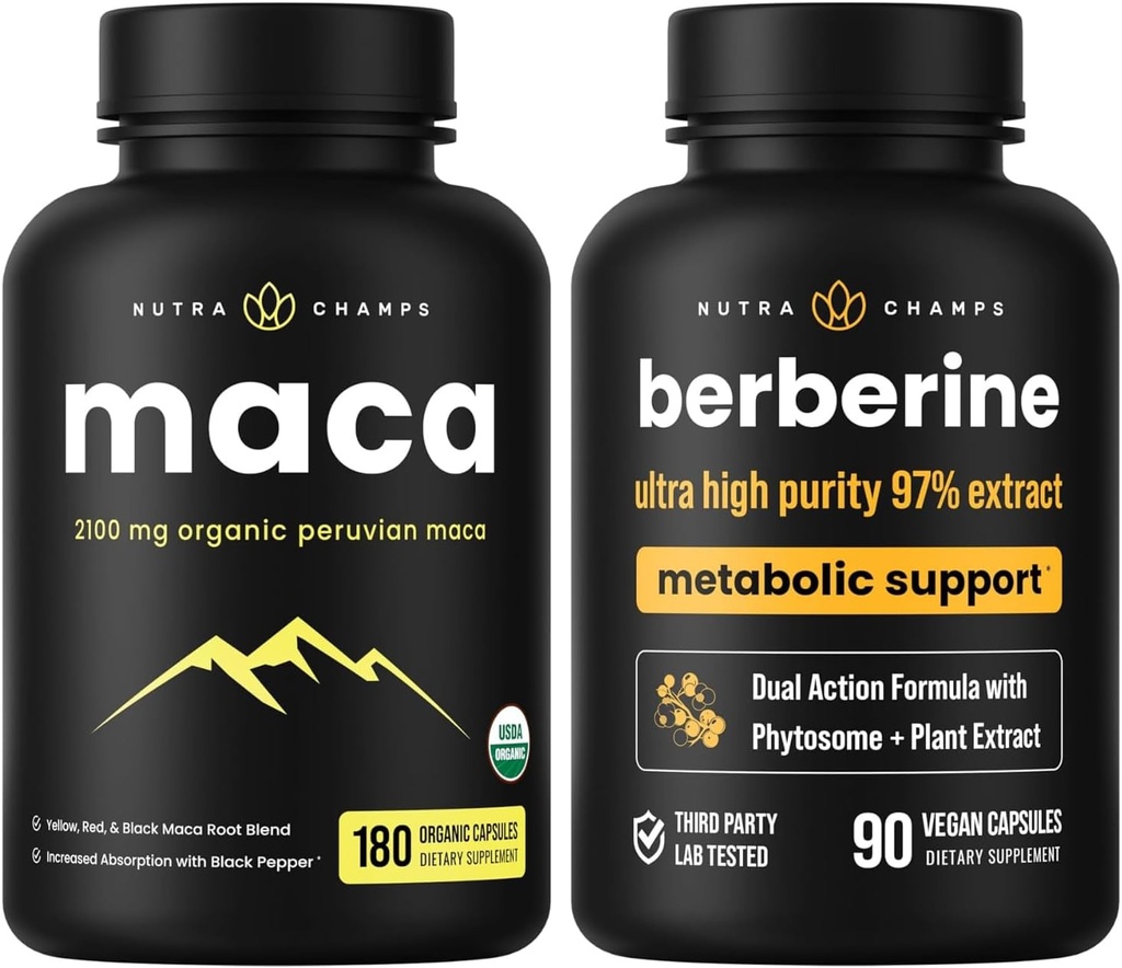 NutraChamps完全ホルモン&メタボリックサポート:マカ&ベルベリンデュオ
