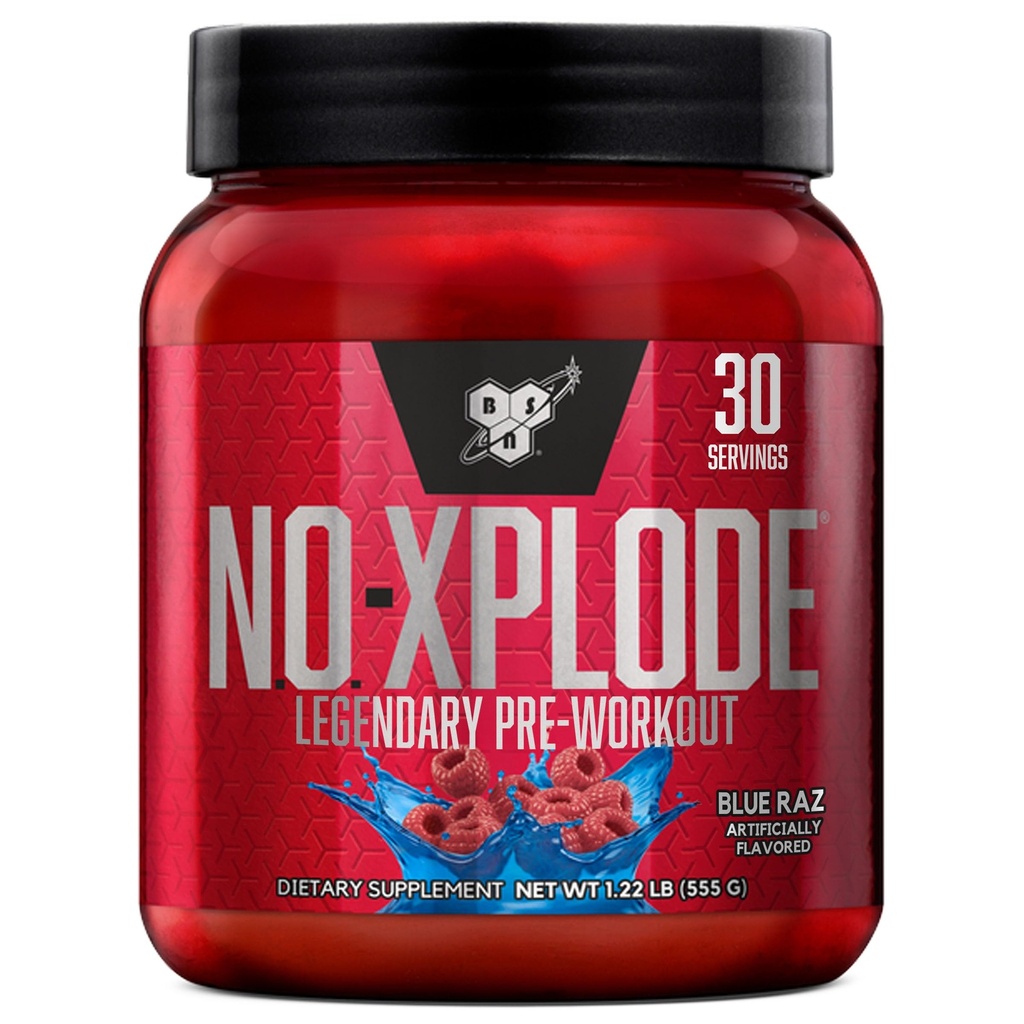 BSN N.O.-XPLODEプレワークアウトパウダー、クレアチンとベータアラニンと女性のためのエネルギーサプリメント、味:ブルーレイズ、30サービング