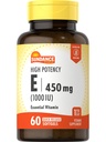 サンダンス高効力ビタミンE | 450mg(1000 IU) | 60Softgels | 必須ビタミンサプリメント | 非GMOおよびグルテンフリーフォーミュラ
