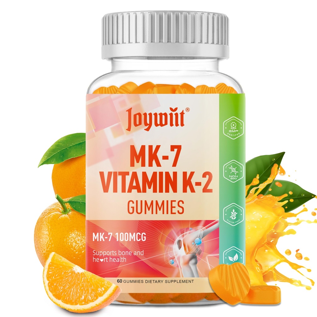 ビタミンK2 MK-7グミ100mcg、骨のための余分な強さK2のビタミンの補足及び He-Artサポート、Chewable自然なオレンジ味、非GMO、ビーガン、60のガミー