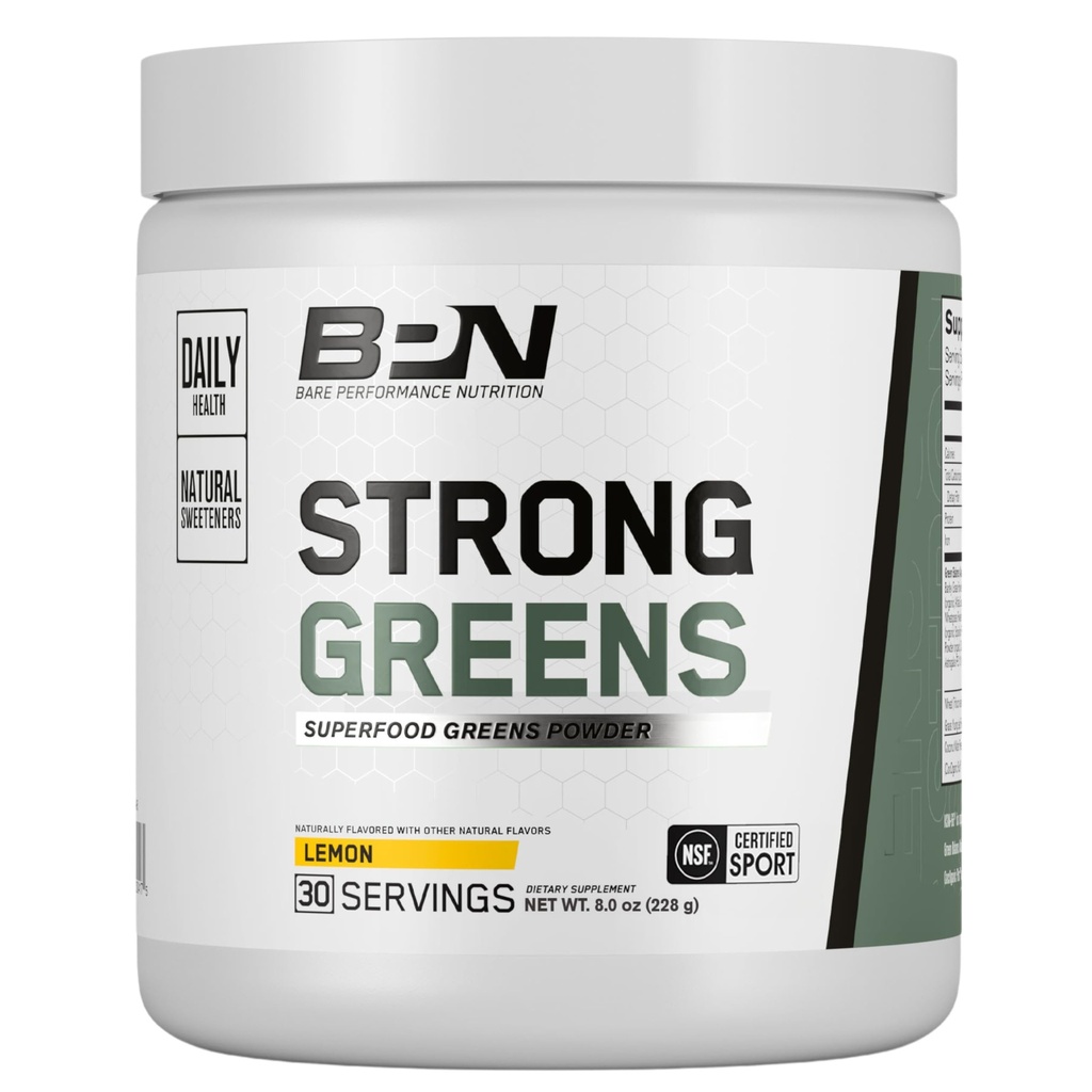 BARE PERFORMANCE NUTRITION、BPNの強い緑のスーパーフードの粉、レモン、30のサービング