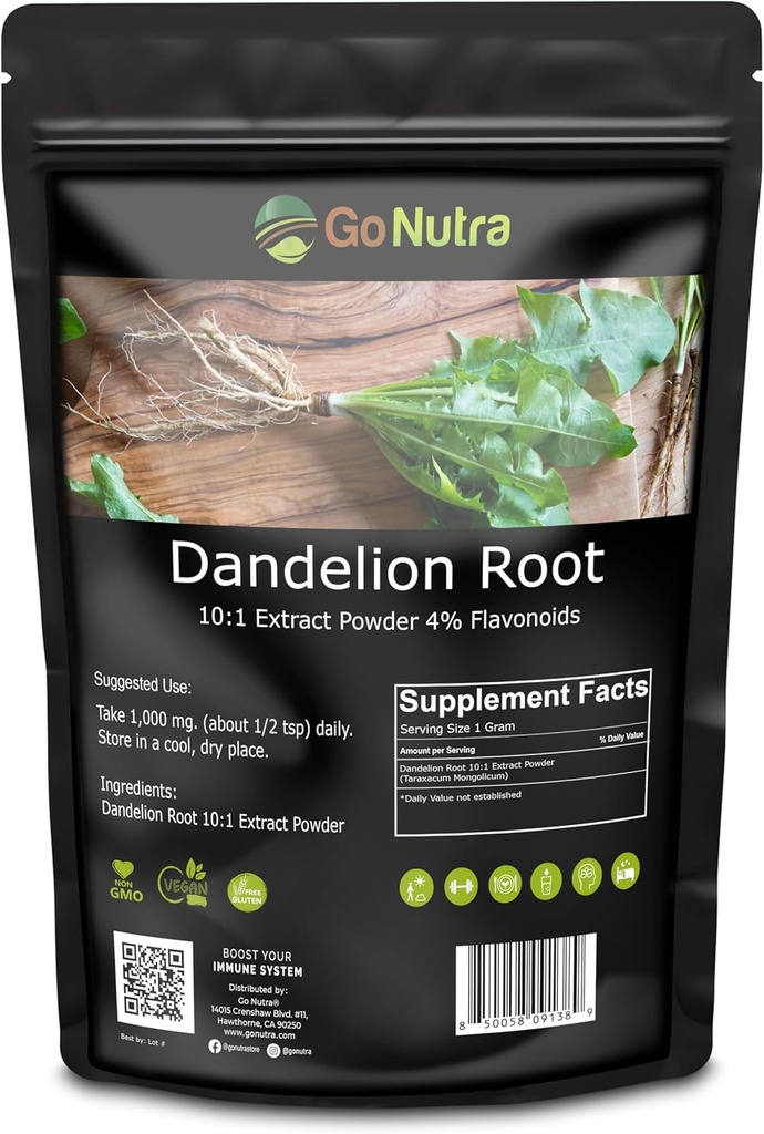茶、コーヒー&ビバレッジのためのNutra Dandelion Rootパウダーを行きます | 集中10:1 Dandelion Rootエキスパウダー、カフェインフリー | 抗酸化剤、消化及び免疫システム | GMO非、ビーガン | 16 oz (1 lb)