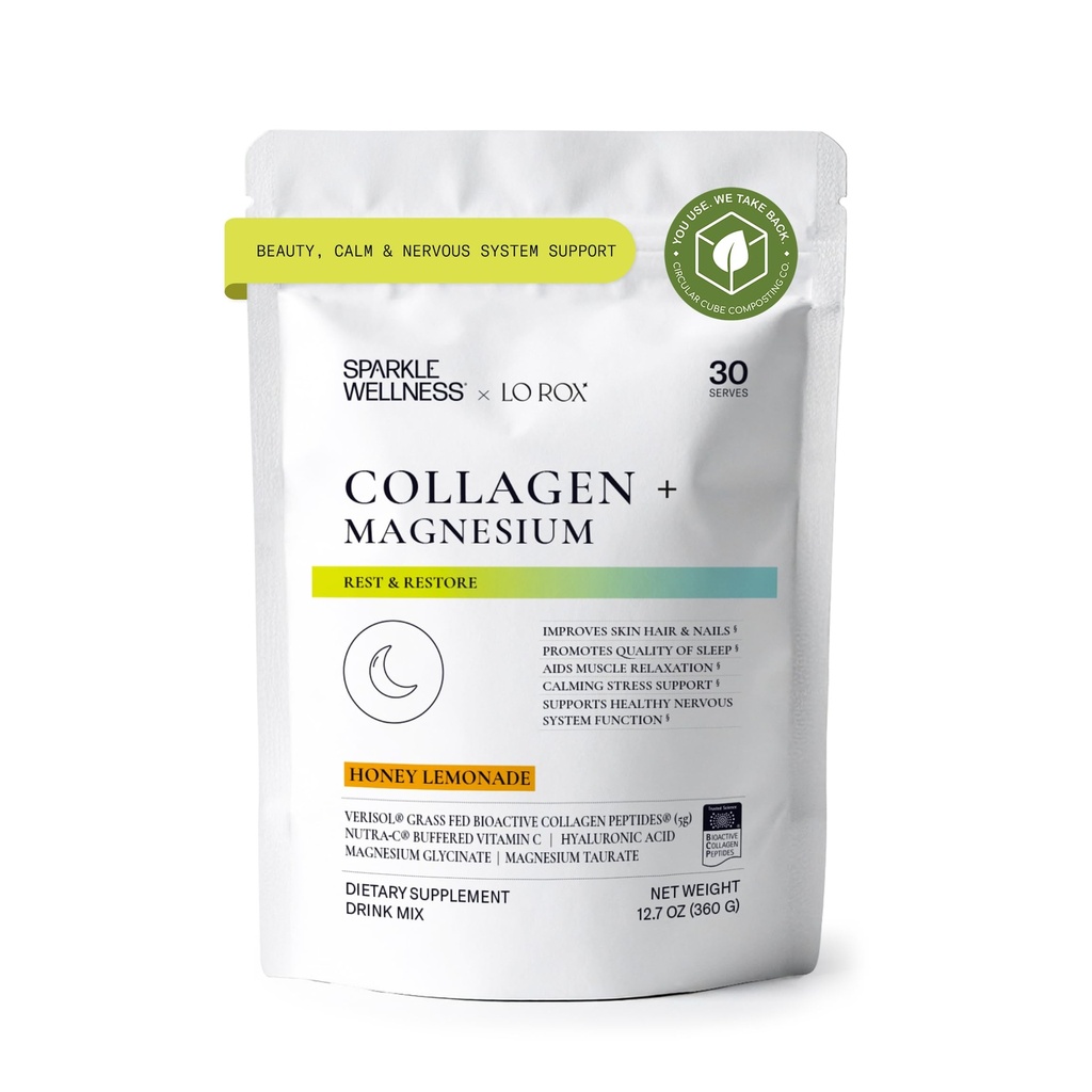 コラーゲンマグネシウムレスト+リストア(ホニーレモネード)【30セルヴェス】 | VERISOL Bioactive Collagen Peptides, マグネシウムグリシナート&タウレートソルト | ローレン・ロクシュブルグレスト + リストア | 美容ルーチンの繁殖