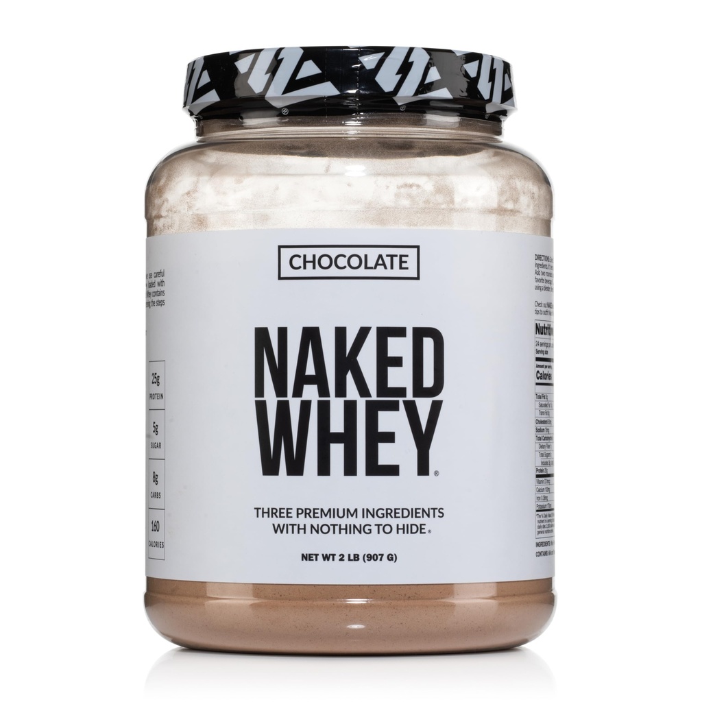 NAKEDウィーチョコレートプロテインパウダー - 3成分のみ - 草フェッドウィープロテインパウダー、有機チョコレートと有機ココナッツシュガー、GMOなし、大豆なし、グルテンフリー - 24サービング
