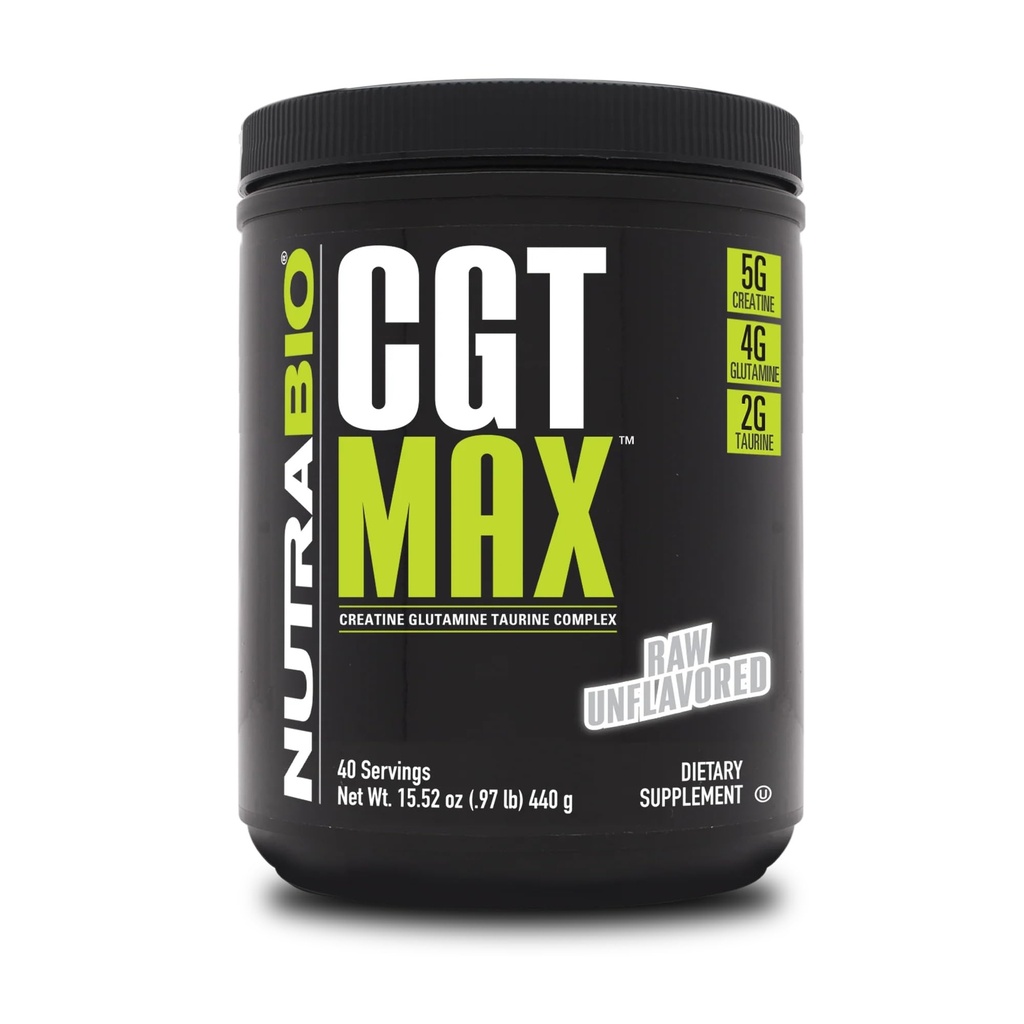 NutraBio CGT-MAX パウダー クレアチン、グルタミン、タウリン 筋肉の回復と強度をサポート - 40 サービング - 不燃