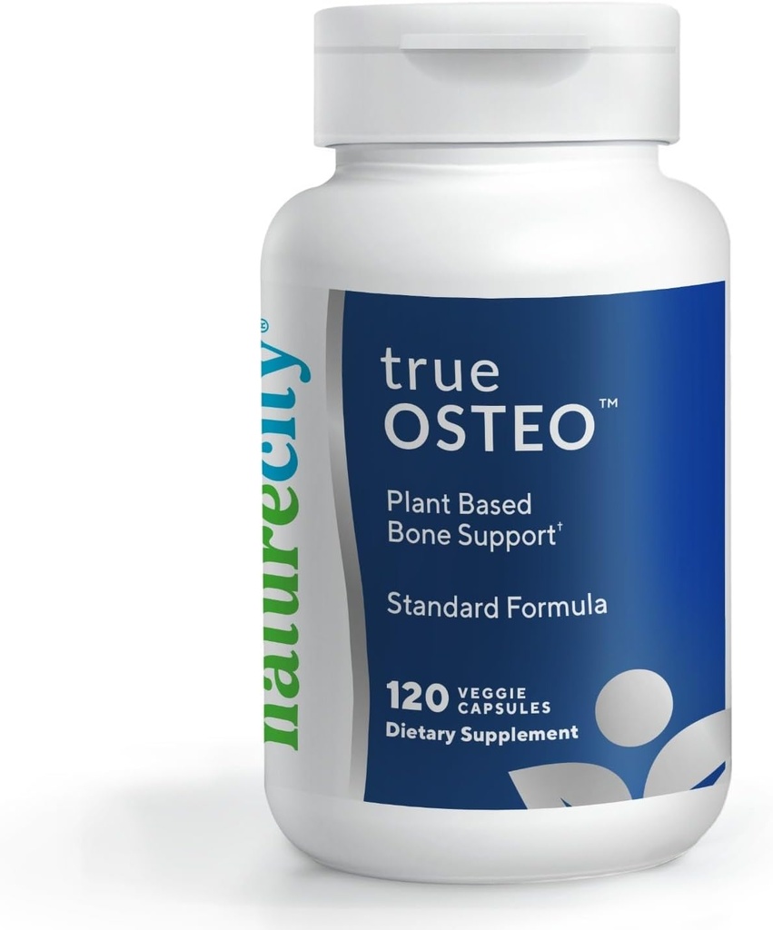 NatureCity True-Osteo プラントベース 骨強度用サプリメント | AlgaeCal カルシウム&マグネシウム、植物由来ビタミンD3、ビタミンK2、シリコン|胃の亀裂(120ベジーカプセル)