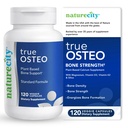 NatureCity True-Osteo プラントベース 骨強度用サプリメント | AlgaeCal カルシウム&マグネシウム、植物由来ビタミンD3、ビタミンK2、シリコン|胃の亀裂(120ベジーカプセル)