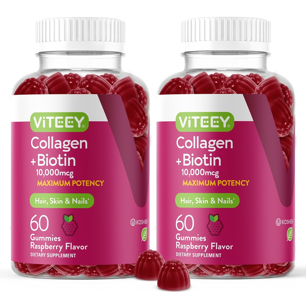 毛皮および釘のビタミンのためのBiotinのグミiesのViteeyのコラーゲンのグミies - ヴィーガン、グルテンフリー– 120のカウント