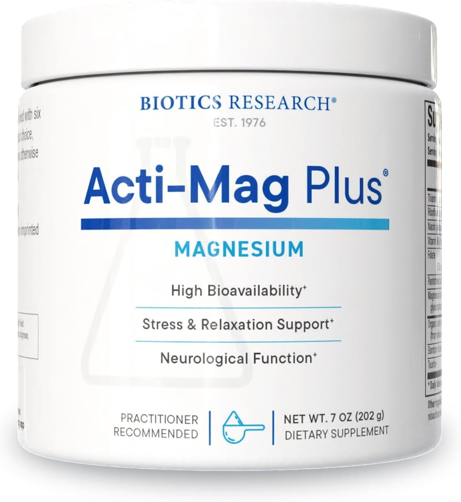 Biotics Research Acti-Mag PlusTM 高活性粉末400mgマグネシウムフォーミュラ、5g / サービング、ストレス応答を最適化し、リラックス、健康的なエネルギーレベル、筋肉の快適さ7 Ozを促進