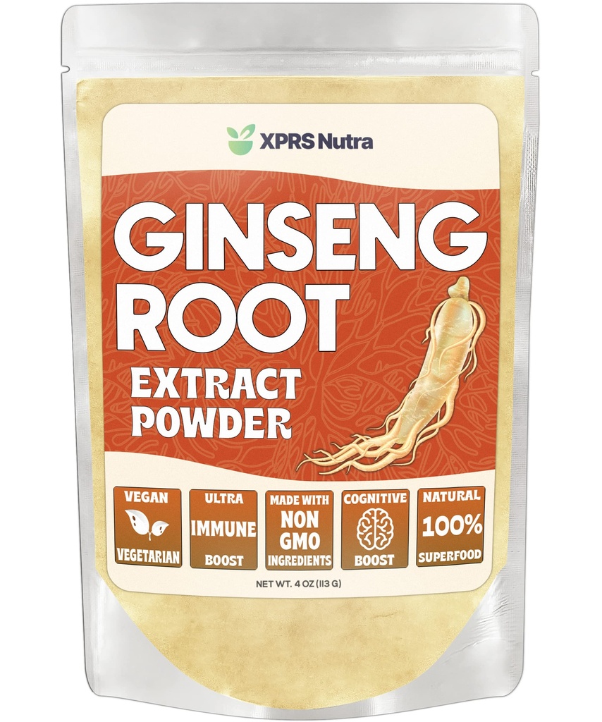 XPRS Nutra Ginsengの根のエキスの粉-Ginsengの粉は認知機能、物理的な性能、および免疫システム-粉の形態のビーガン友好的なPanax Ginseng (4のOunce)を支えます