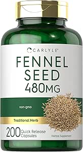 カルリールフェンネルシード480mg | 200カプセル | ハーブサプリメント | 非GMO