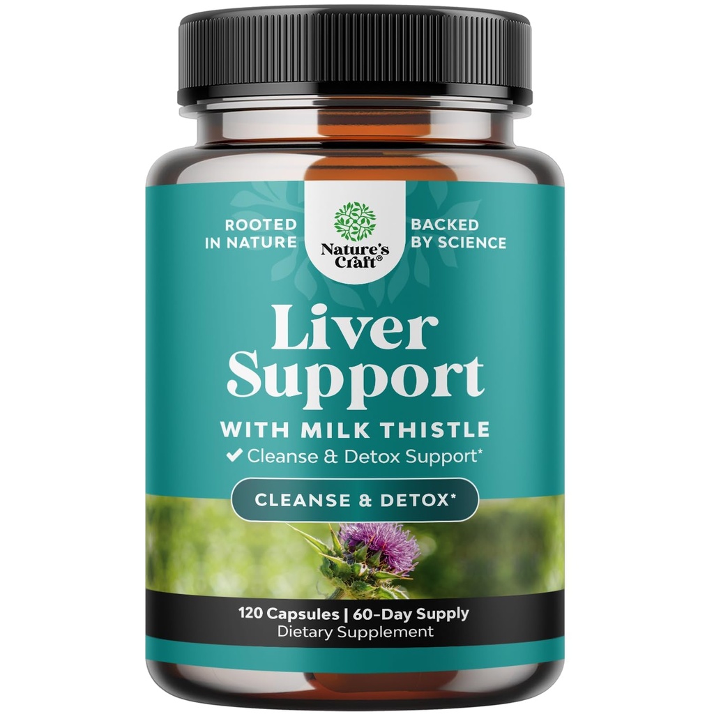 Natures Craft Liver Cleanse Detox & Repair 120カプセル - Herbal Liver Support Milk Thistle Supplement - Silymarin Milk Thistle Supplements with Dandelion Root、Choline、ビートルート&アーティチョークエキス