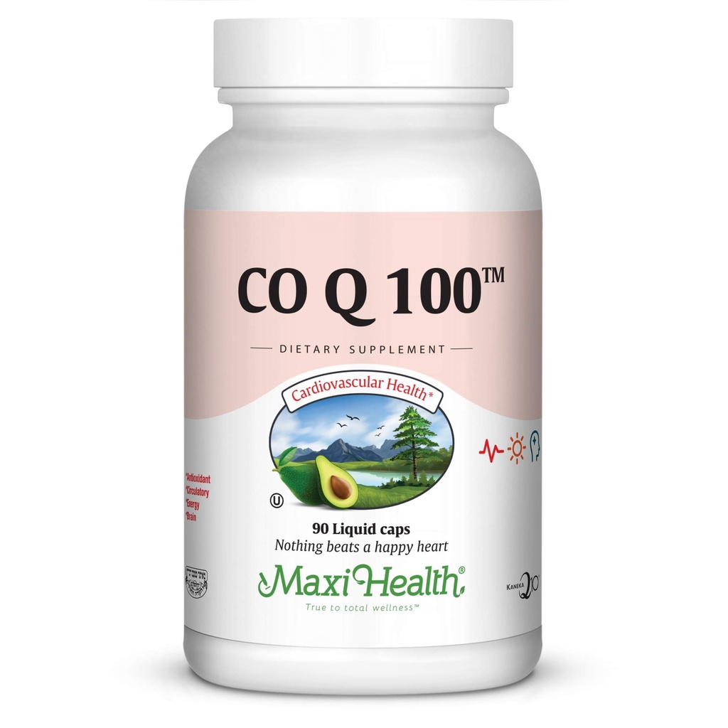Maxi Health COQ10 100mgカプセル - 100mgコエンザイムQ10ハート&エネルギーサポート - コーシャ認定CO Q 10サプリメント - 非GMOとグルテンフリーの心臓健康サプリメント - 90液体カプセル
