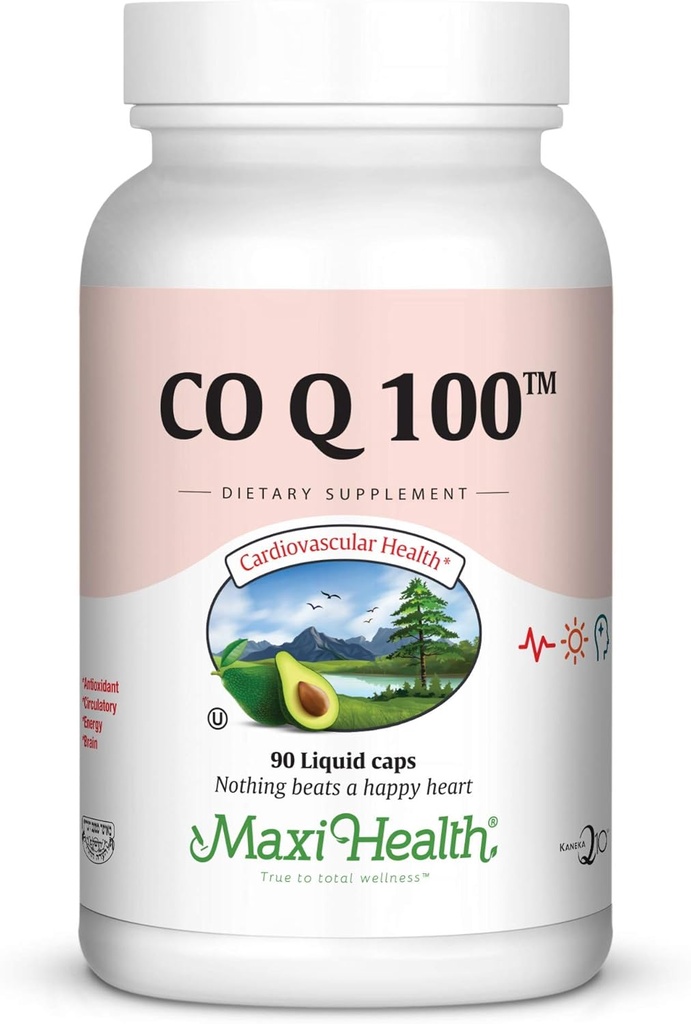 Maxi健康CO Q10 100mg - Coenzyme Q10サプリメント - 心の健康 - 90液体カプセル - Kosher、LCQ