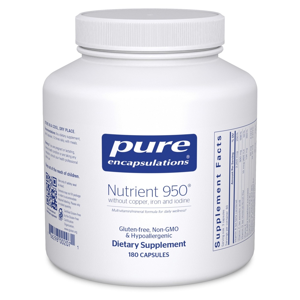 銅、鉄、及びヨウ素のない純粋なカプセル化のNutrient 950 | 最適健康および生理学的機能を支える酸化防止多ビタミンおよび鉱物の補足*   180のカプセル