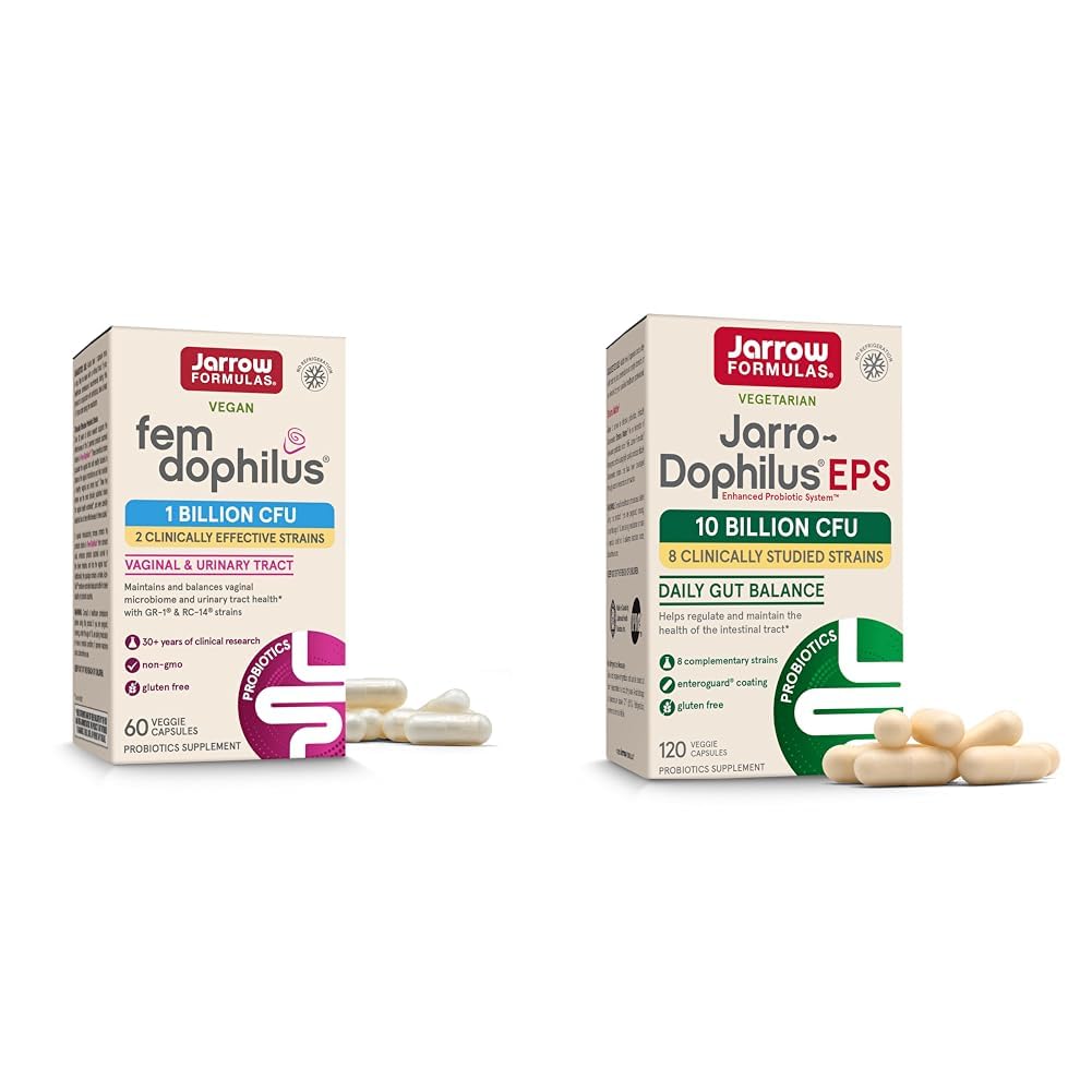 Fem-Dophilus 1 Billion CFUとJaro-Dophilus EPS 10 Billion CFU、180 VeggieのカプセルとJarrow Formulas Probioticsのバンドル