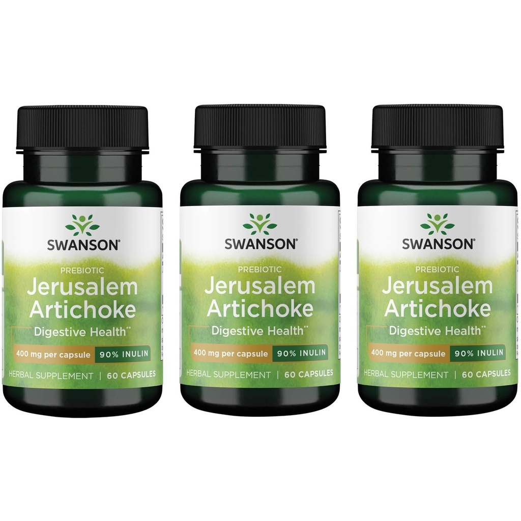 スワンソンプレバイオティクスエルサレムアーティチョーク - 90%インリン400mg 60キャップ(3パック)
