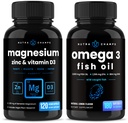 NutraChampsのマグネシウム亜鉛及びビタミンD3のカプセルおよびオメガ3の魚油のカプセル2のパックの束