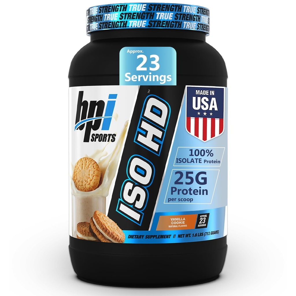 BPIスポーツISO HDの隔離蛋白質の粉–筋肉利益のための100%のWheyの隔離剤、蛋白質の粉-バニラクッキー- 1.6 Lb - 23のサービング