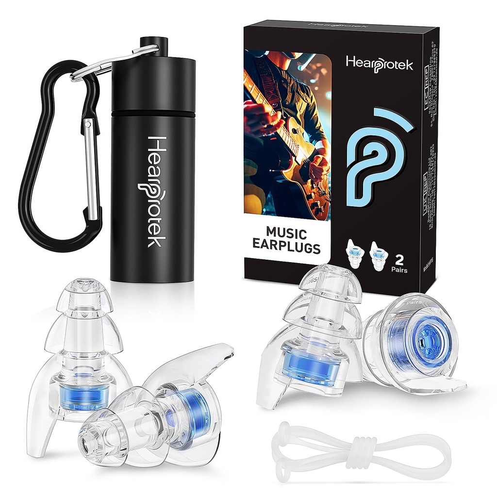 Hearprotek Concert Ear Plugs, 2Pairs Reusable high Fidelity Musician Ear Plugs for Concerts Loud Music-Noise Reduction Ear Protection earplugs for Rave,Festival,Music,Tinnitus Relief