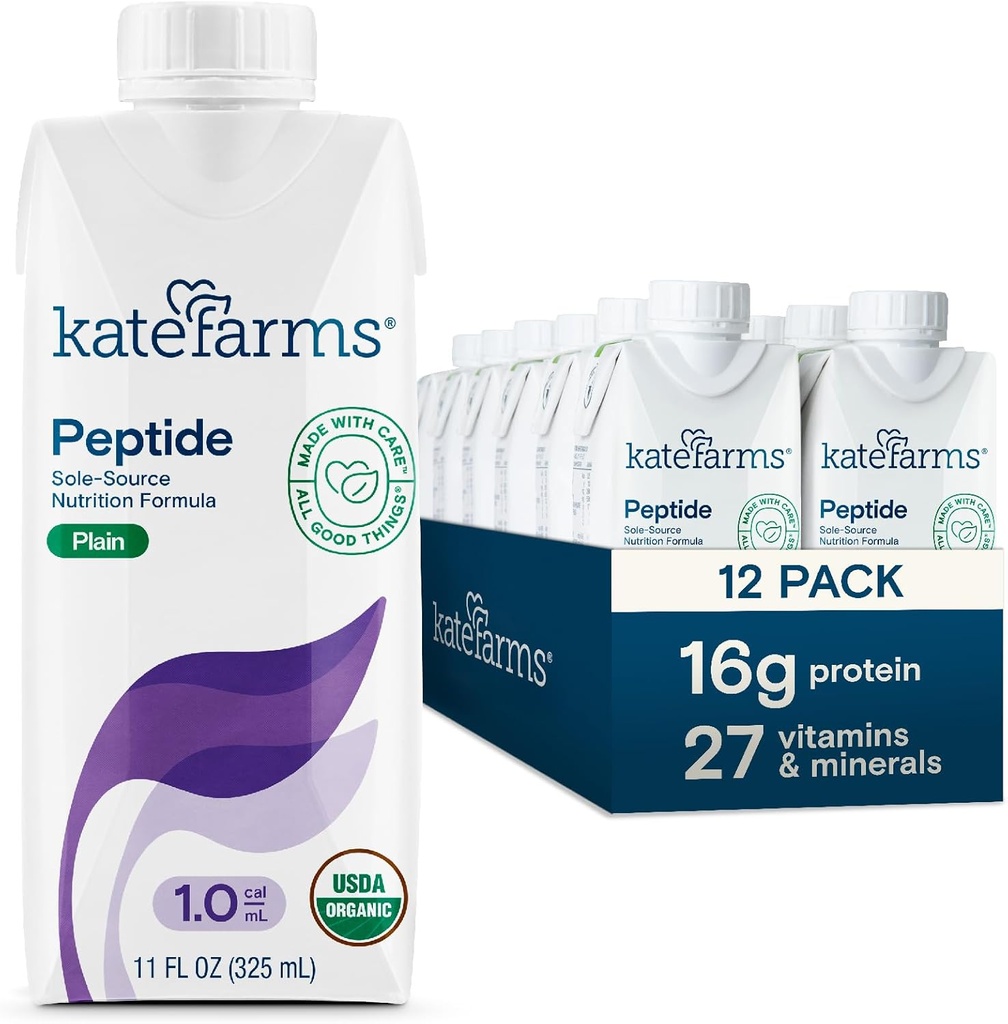 KATE FARMSの有機性大人のペプチッド1.0の方式、平野、唯一の源、口頭または管の供給のための加水分解された植物ベースの栄養物、11のFlのoz (12のパック)
