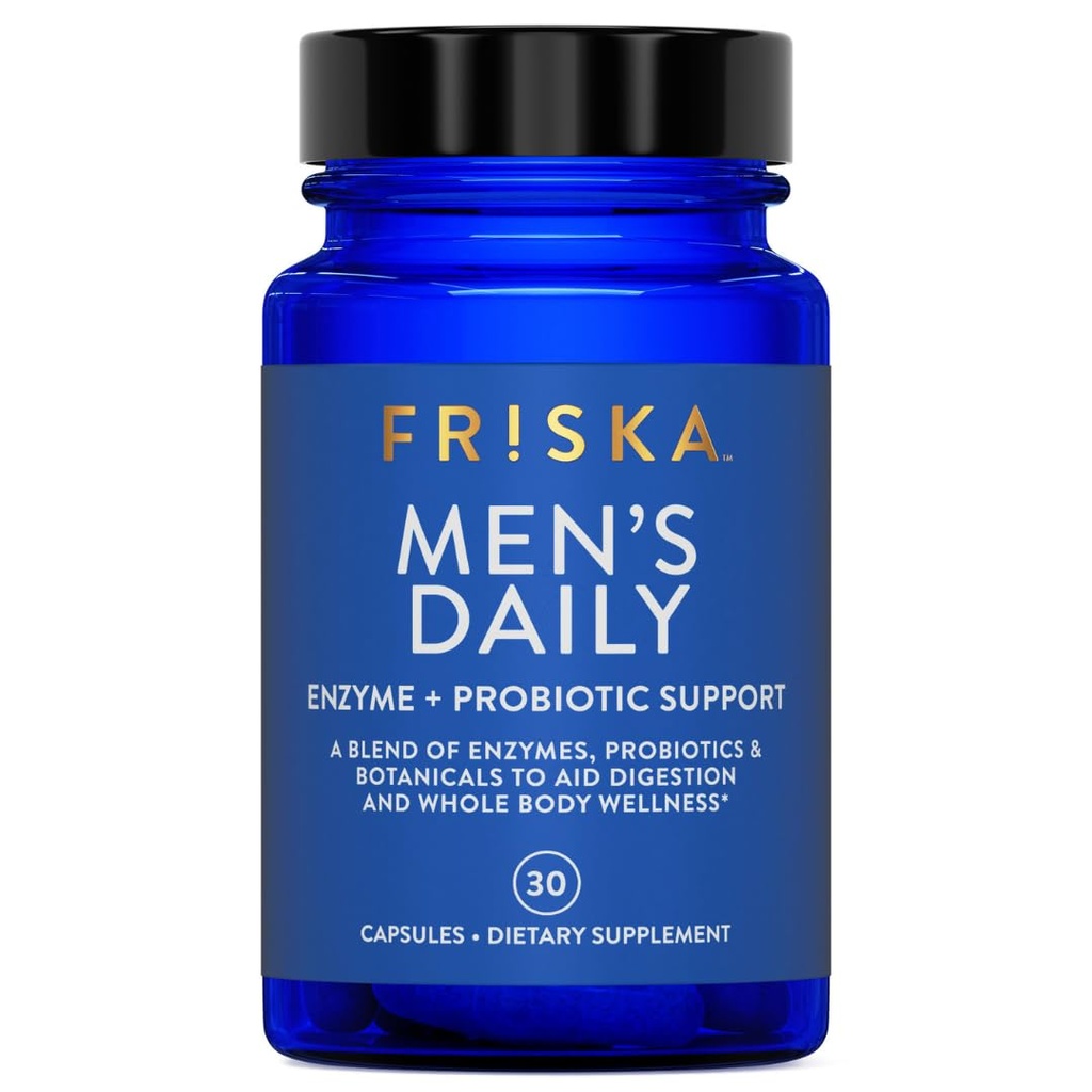 FRISKAの人の毎日の消化酵素およびプロバイオティクスの補足、男性の消化器の健康のための自然なサポート、浮気、ガス、消化の救助、サポート ガットの健康、LactaseおよびBビタミン、30のカプセル