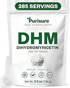 PurisureのDihydromyricetinの粉、100gの100%の純粋なDHMの補足、肝臓サポートおよび全面的な健康、優れた質のDHMの補足、Worry-Free夜のためのDihydromyricetin (DHM)の粉