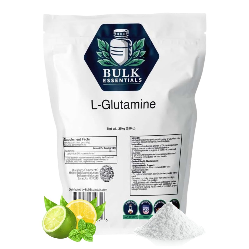 L-Glutamine Powder Supplement, 250g, Fast Dissolving, 5g Per Serving
