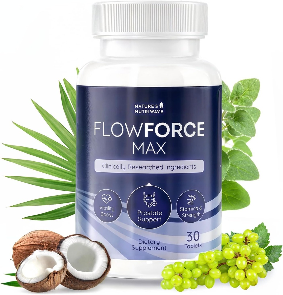FlowForceMax ハーブ サポート補足 - 天然植物ベースのフォーミュラ ソーパルメット エキス | 30 Chewable 錠、1 か月の供給、米国製