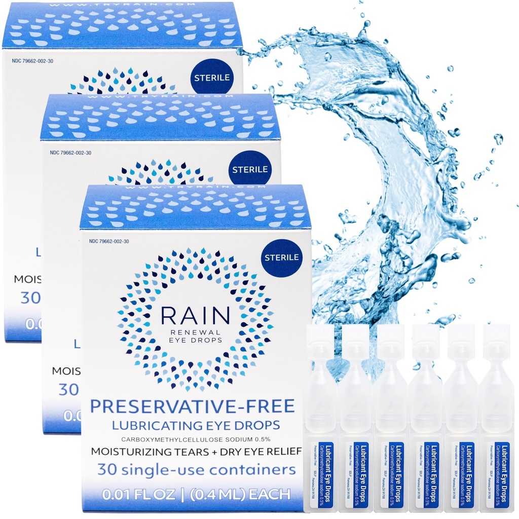 Rain - Preservative Free Eye Drops – More Natural Eye Drops for Dry Eye Relief – Proprietary Formula Relieves Dry, Itchy Eyes – Take Back Your Eye Comfort