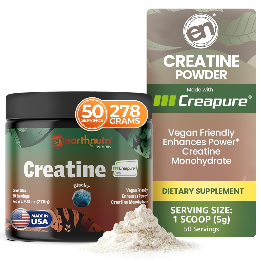 EarthNutri のクレアチンの Monohydrate の粉-筋肉強さのための純粋なクレアチンの補足、強さ及び性能-非 GMO、砂糖なし、無添加–人及び女性のために、好まれる 250g