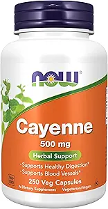 NOWフーズサプリメント、カイエン(カシカムアンヌム)500mg、ハーブサポート、消化の健康、250ベジカプセル