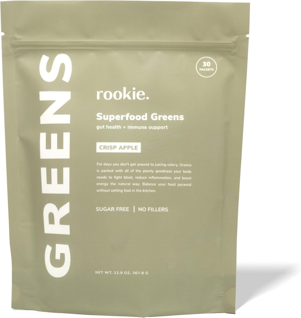 Rookie Wellness Greens + Superfoods - ビタミン、プロバイオティクス、抗酸化剤、Baobab Fiber(30のサービング、Crisp Apple)を含む全食品原料で作られたグリーンスーパーフードパウダードリンク