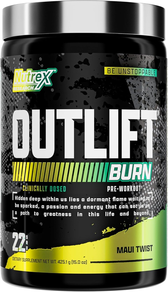 Nutrex Outliftは、エネルギー、フォーカス&耐久性のためのプレワークアウトサプリメントを燃やします | メタブライス、L-シトルリン、ベータアラニン&カフェイン | パフォーマンスのサーミスト式(22サービング、マウイツ)