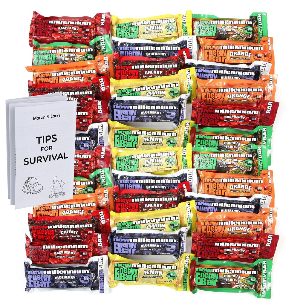 Millenium Foods Energy Bars Assorted Flavors Including Emergency Guide (36 Packs), Yellow (FBA_36)