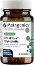 メタジェニックス UltraFlora トリプルバイオティック - Gut Health、Microbiome、Immune サポートのための Akkermansia の棚安定した消化器用サプリメント* - プレバイオティクス、プロバイオティック、ポストバイオティクスが含まれています - 30カプセル