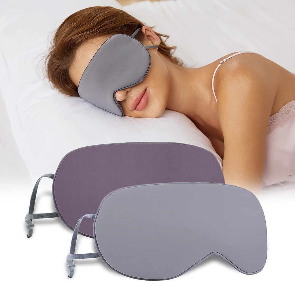 Sleeping Mask 2 Pack, Warm, Cool Double-Sided Use of Sleep Mask, Super Soft Blindfold with Adjustable Strap, Block Out Light, Comfort Sleep Eye Mask for Travel Meditation Nap