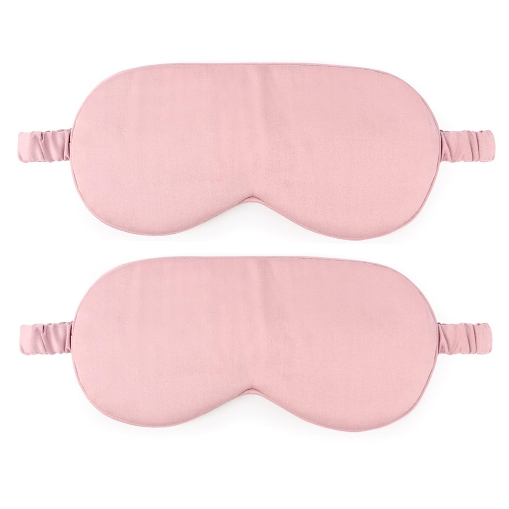 HBHLFZ Sleep Mask 2 Pack - Bamboo Viscose Fiber Sleeping Eye Mask - with Elastic Band/Headband - Comfort Sleeping Shade - for Nighttime Sleeping, Traveling & Napping（Pink）