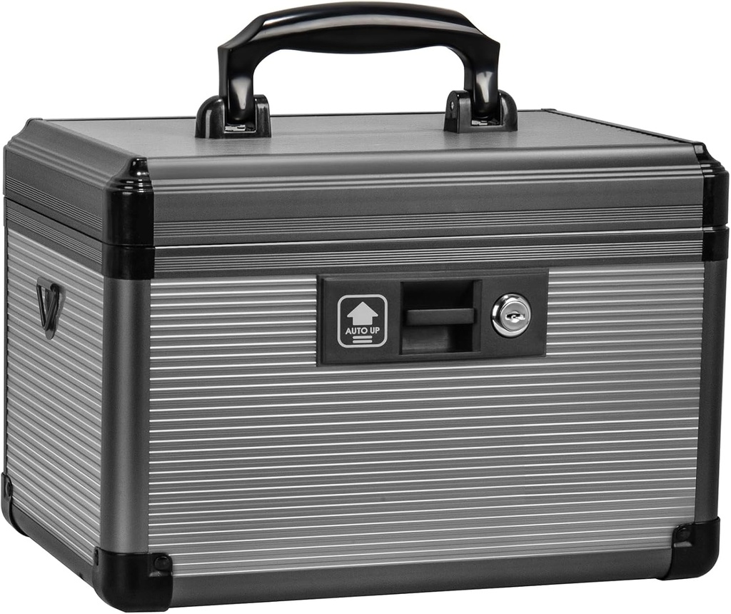 薬はキー、薬のための Alluminum の合金箱が付いている箱を締めます、取り外し可能な皿が付いている最初の補助箱を貯えて下さい及び家のための丸薬及び丸薬を貯めて下さい、黒い 12 * 7.68 * 7.87 インチ