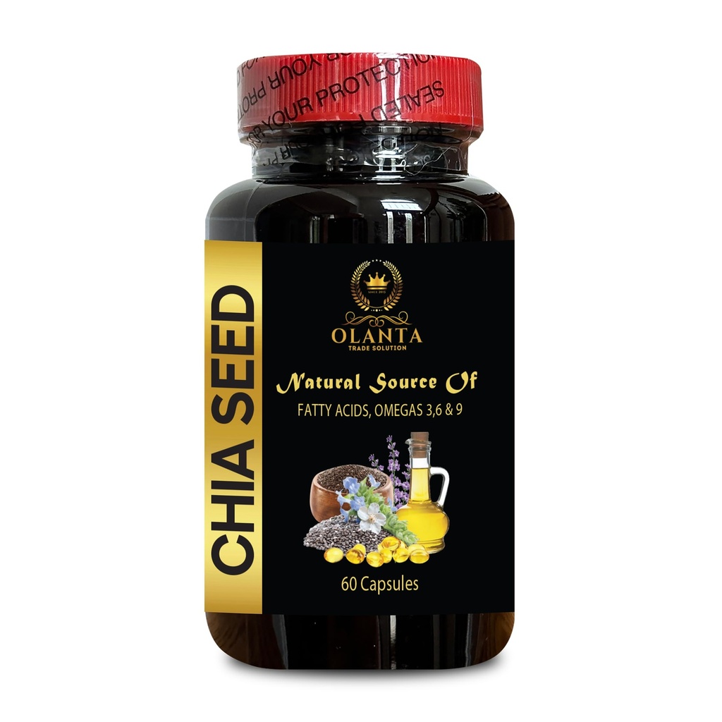 CHIA Seed Supplement - Omega-3, High Fiber and Protein Source, superfood, Good Source of Fiber, Non-GMO, Gluten Free, Chia Seed Oil Capsules - 1 Bottle 60 Capsules