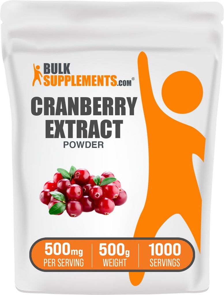 BulkSupplements.comクランベリーエキスパウダー - クランベリー味付けパウダー、Vacciniumマクロカルポンフルーツから供給 - ビーガン&グルテンフリー、給食当たり500mg、500g(1.1ポンド)(1パック)